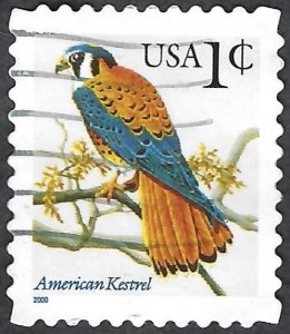 United States #3031A 1¢ American Kestral (2000). Self-adhesive. Used.