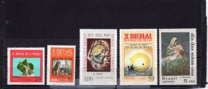BRAZIL 1968-1969 ART/PAINTINGS SET OF 5 STAMPS MNH