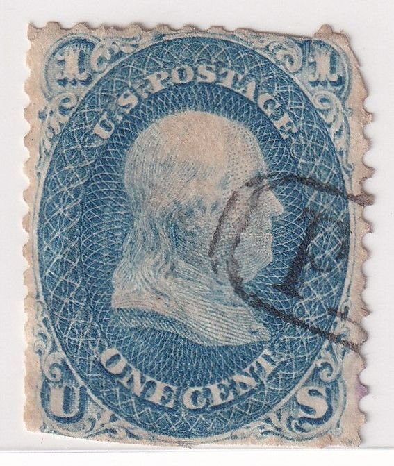 USA Stamps - 1861 Benjamin Franklin 1C_ x3 _shades(Paid/Fancy/Pen cancel)DAMAGED