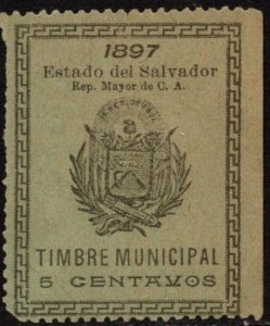 1897 El Salvador Municipal Revenue 5 Centavos Rep. Major Of C.A.