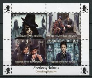 Congo 2013 CTO Sherlock Holmes Detective 4v M/S IV Literature Stamps