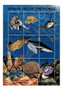Tanzania 1998 - Marine Life Of The World - Sheet of 9 Stamps - MNH