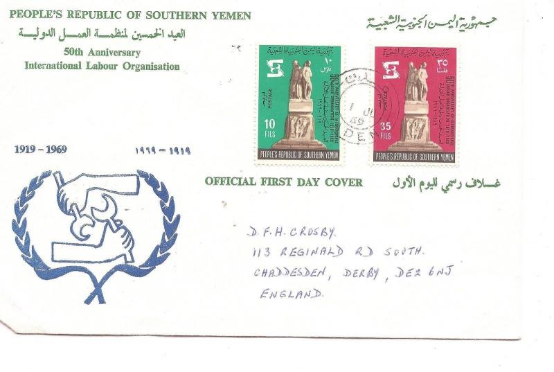 Aden 1969 ILO set on FDC cover (bag)