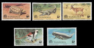 Tanzania #82-86 Cat$26.65, 1979 Endangered Species, set of five, never hinged
