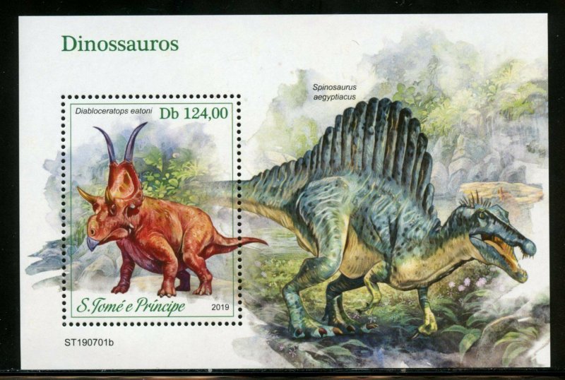 SAO TOME 2019 DINOSAURS SOUVENIR  SHEET  MINT NH