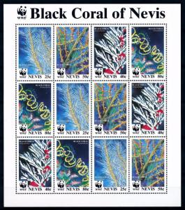 [66864] Nevis 1994 Marine Life Coral WWF Sheet MNH