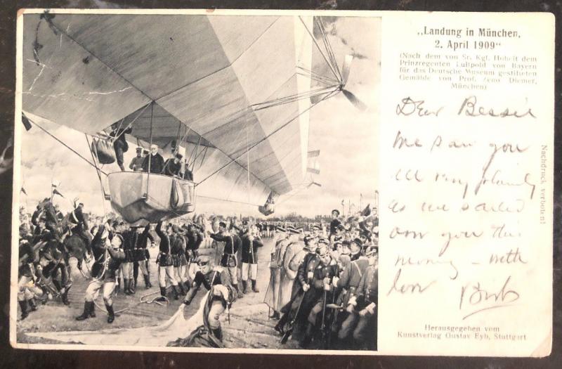 1910s Baden Germany RPPC Postcard Cover Zeppelin LZ 10 Schwaben To Heidelberg