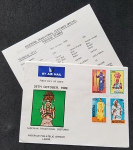 *FREE SHIP Nigeria Traditional Costumes 1989 Women Cloth (stamp FDC) *Rare