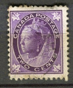 CANADA; 1897 early QV Maple Leaf issue fine used 2c. value