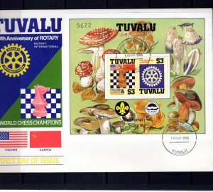 Tuvalu 1986 CHESS ROTARY SCOUTING s/s Perforated in Official F.D.C.