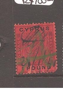 Cyprus KGV £1 SG 102 VFU fiscal use (5axt)