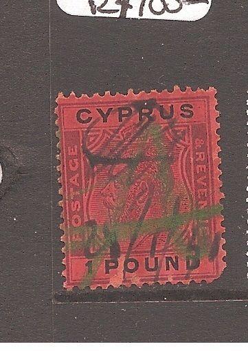 Cyprus KGV £1 SG 102 VFU fiscal use (5axt)