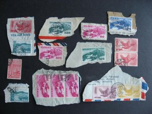 Japan 50s era scrap pile mostly better values U on piece, duplicates, mixed cond