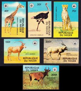 Niger Birds WWF Endangered animals Forerunner 6v imperf SG#735-740 MI#633-638