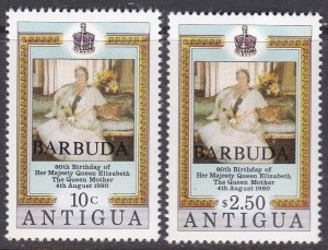 Barbuda Sc #461-462 MNH Queen Mother; Mi #517-518