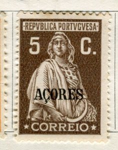 PORTUGAL AZORES; 1929 early Ceres Optd. issue Mint hinged 5c.