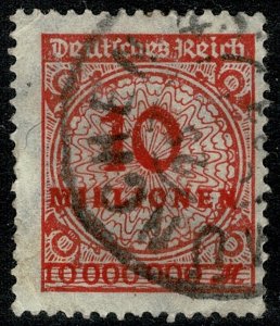 GERMANY 1923 10M SCARLET USED (VFU) SG 320 P.14 F