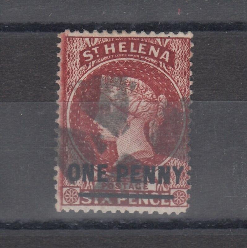 St Helena QV 1864 1d On 6d SG27 VFU J5844