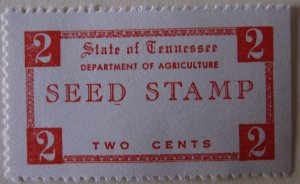 US State Revenue Tennessee Seed Tax 2 Cents Red Modern  MNH