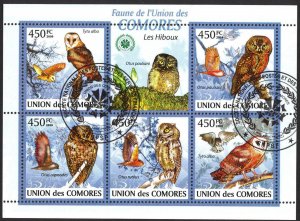 Comoros 2009 Birds Owls Sheet Used / CTO