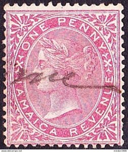 JAMAICA 1873 QV 1d Rose Postal Fiscal SGF3 Used