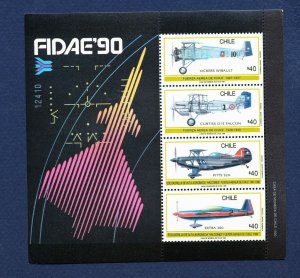 CHILI - Sc 881a - FVF MNH S/S - FIDAE'90 - Airplanes - 1990