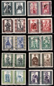 Poland Scott 886-905a  CTO used 1960  Regional costume stamp set in Pairs