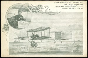 Rare 1908 ITALY, EARLY AIRPLANE PPC, Aviation Pioneer FERDINAND LEON DELAGRANGE!