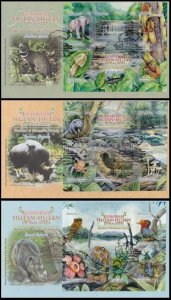 Malaysia Forests 2013 Civet Spider Butterfly Wildlife Pitcher Rhinoceros Ox (FDC