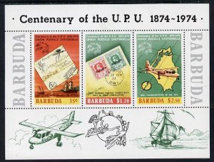 BARBUDA - 1974 - UPU Centenary - Perf 3v Sheet - Mint Never Hinged