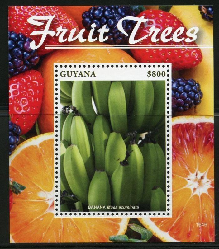 GUYANA  2016 FRUIT TREES BANANAS  SOUVENIR SHEET   MINT NH 