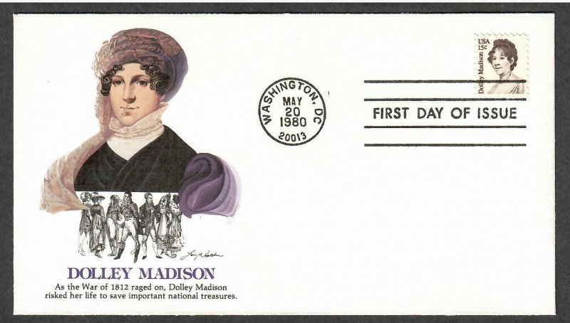 US # 1822 Dolley Madison Fleetwood FDC - I Combine S/H