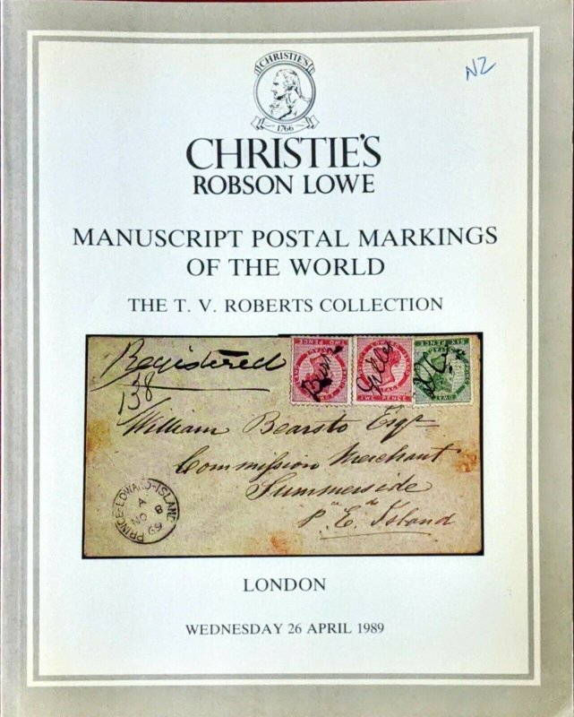 Auction Catalogue MANUSCRIPT POSTAL MARKINGS OF THE WORLD - TV Roberts 