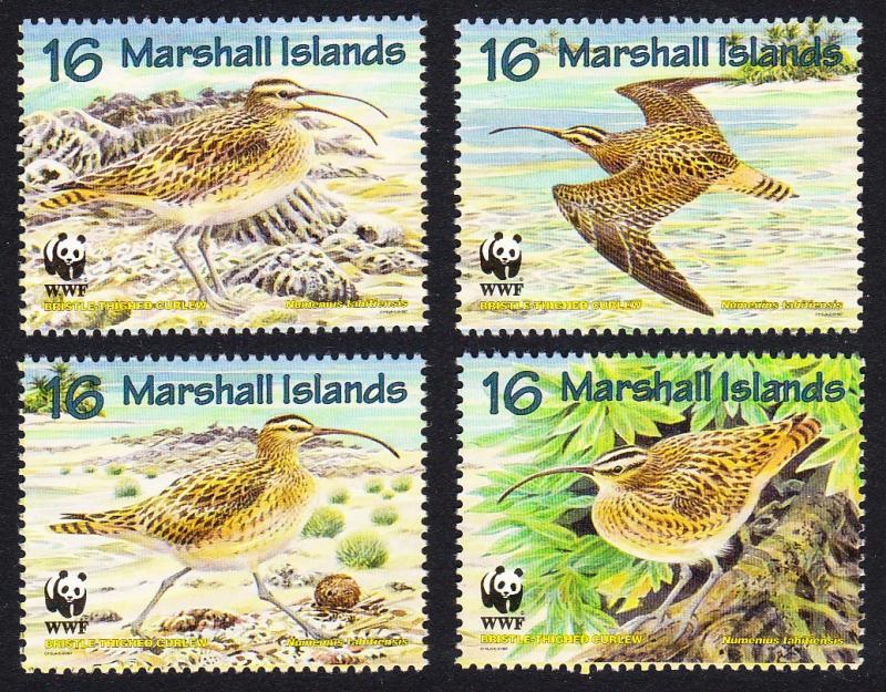 Marshall Is. Birds WWF Bristle-thighed Curlew 4v SG#826-829 MI#830-833 SC#638