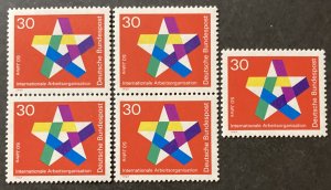 Germany 1969 #992, ILO, Wholesale Lot of 5, MNH, CV $2