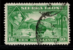 SIERRA LEONE GVI SG199, 10s emerald-green, FINE USED. Cat £19.