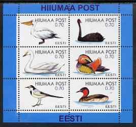 HIIUMAA - 1999 -  Birds - Perf 6v Sheet - Mint Never Hinged - Private Issue