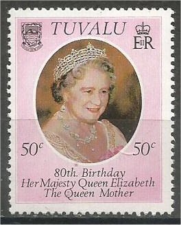 TUVALU 1980, MNH 50c, Queen Mother Scott 137