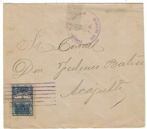 Salvador 1915 San Salvador cancel on cover to Acajutla, S double impression