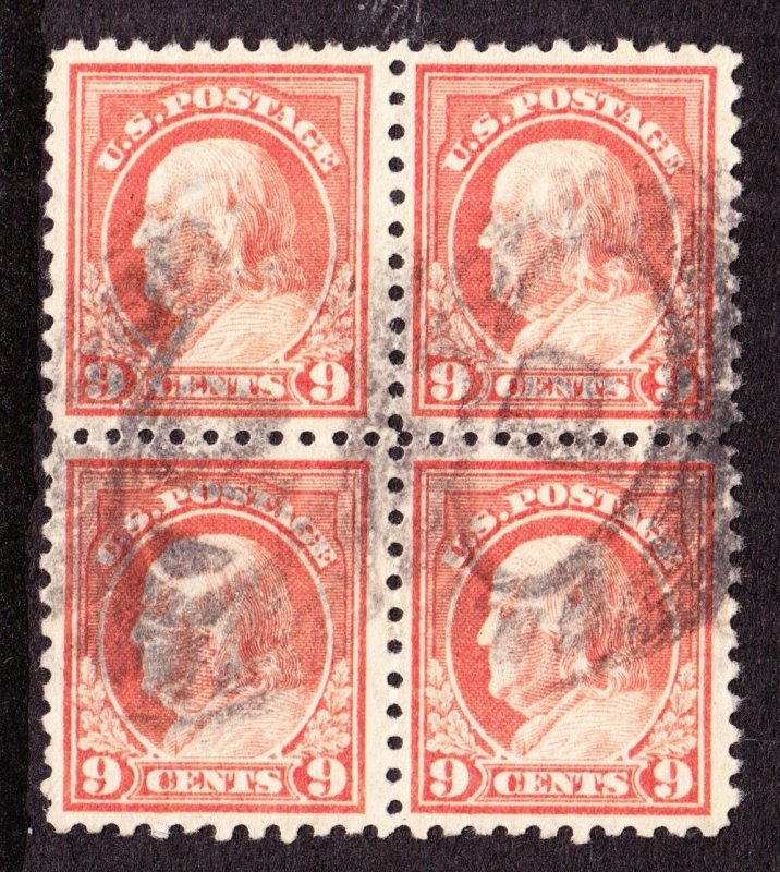 US 432 9c Franklin Used Block of 4 XF SCV $70