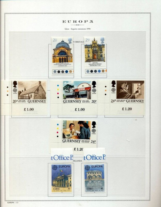 Europa 1990 Portugal Denmark Guernsey France MNH on 8 Pages(Appx 80)(ZA 548)