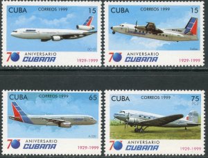 CUBA Sc#4041-4044 1999 Airlines Anniversary Airplanes Complete Set OG Mint NH