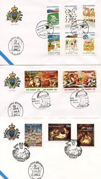 SAN MARINO GROUP OF NINE 1993 OFFICIAL FIRST DAY COVERS 