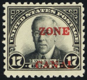 Canal Zone 91c, Mint VF LH 17¢ - ZONE CANAL Error - Stuart Katz