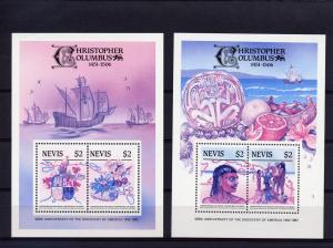 Nevis '86 500th.Disc.America 3 S/S Diff.Color Sc.465/7 mnh 