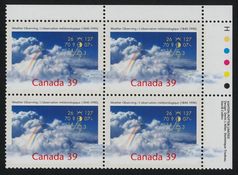 Canada 1287 TR Plate Block MNH Weather Observing