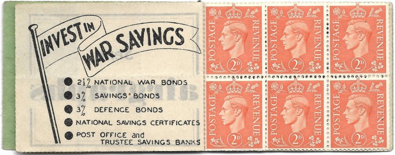 Doyle's_Stamps: 1944 WWII King George VI Booklet -- Missing One (1) Stamp