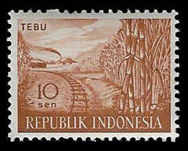 Indonesia #495 MNH; 10s Sugar Cane & Railroad (1960)