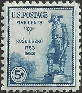 # 734 Mint Never Hinged Blue Kosciuszko