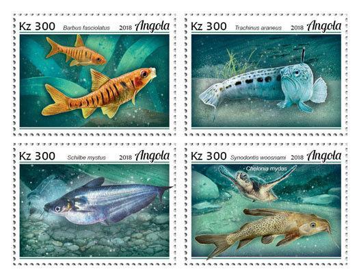 Z08 IMPERF ANG18103a ANGOLA 2018 Fishes 4v MNH ** Postfrisch